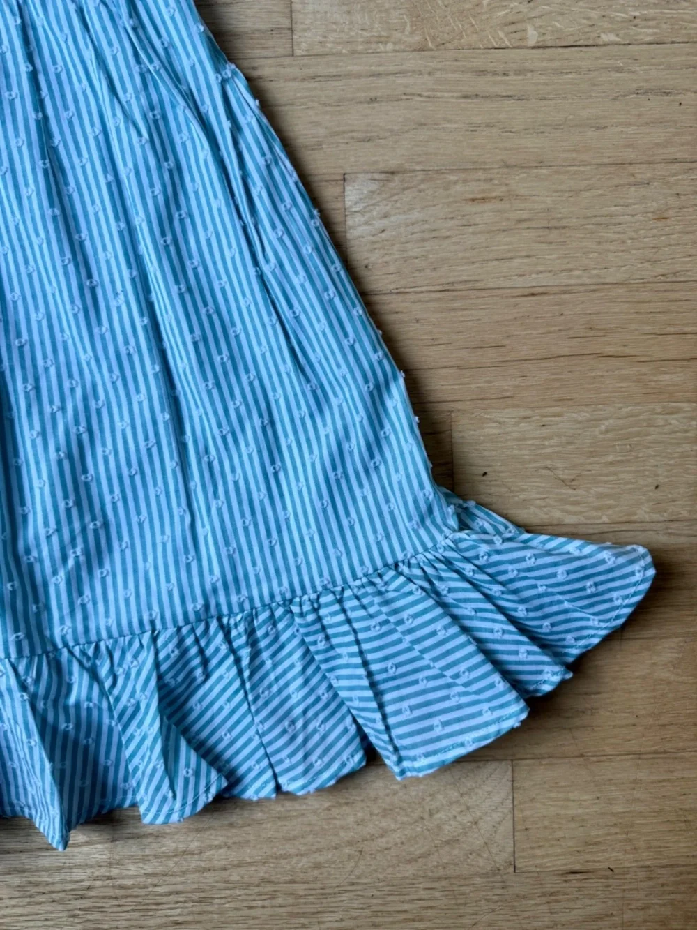 Janie and Jack Green Stripe Swiss Dot Ruffle Hem Girls Dress size 7